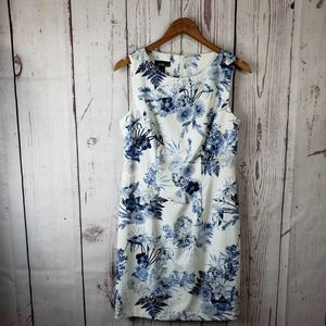 Alyx Sheath Dress Womens Size 8 Floral Sleeveless Knee Length Stretch Blue